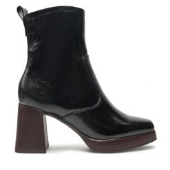 Botki Tamaris. Czarne botki damskie Tamaris, bez wzorów, bez obcasa, na słupku, bez zapięcia. Za 339.99 zł.