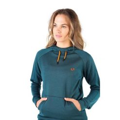 Scout - bluza termiczna z kapturem 100% wełna merino (260 g/m²). Zielone bluzy damskie WOOLONA, m, bez wzorów, z wełny, sportowe, bez ramiączek, z kapturem. W wyprzedaży za 540.00 zł.