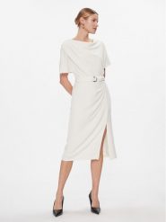 DKNY Sukienka codzienna DD3J233A Écru Regular Fit. Sukienki damskie DKNY, na co dzień, bez wzorów, z syntetyku, bez kołnierzyka, bez ramiączek, proste. Za 379.99 zł.