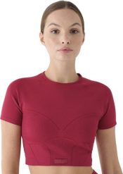 Koszulka damska 4F FNK F1737 burgund 4FRAW24TFTSF1737 60S XS/S. Czerwone bluzki damskie 4F, s, bez wzorów, bez kołnierzyka, bez ramiączek. Za 79.98 zł.