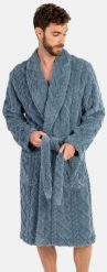 Szlafrok męski polarowy L746311- L długi szaro-niebieski warkocz. Niebieskie bluzy męskie Massana Homewear, l, bez wzorów, z polaru, bez ramiączek, bez kaptura. Za 589.81 zł.