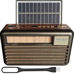 PS Radio przenośne Liwa Retro z panelam solarnym(MK-193BT), FM, Bluetooth, USB, SD, AUX, lampka USB, szare. Szare radia LTC. Za 94.39 zł.