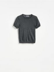 Sweter z wełną i modalem - ciemnoszary. Szare swetry nierozpinane damskie Reserved, l, bez wzorów, z wełny, bez kołnierzyka, bez ramiączek. Za 119.99 zł.