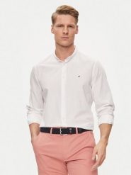 Tommy Hilfiger Koszula MW0MW34650 Biały Slim Fit. Białe koszule męskie Tommy Hilfiger, m, bez wzorów, z bawełny, bez kołnierzyka, bez ramiączek. Za 199.99 zł.