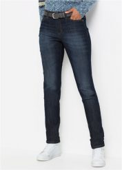 Dżinsy Mom mid waist, komfort-stretch. Niebieskie jeansy damskie bonprix, bez wzorów, z jeansu. Za 97.99 zł.