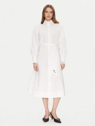 KARL LAGERFELD Sukienka koszulowa A1W13018 Biały Regular Fit. Białe sukienki damskie KARL LAGERFELD, bez wzorów, z bawełny, bez kołnierzyka, bez ramiączek, koszulowe. Za 649.99 zł.