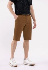 Szorty z paskiem, Regular Fit, P-CUMS. Brązowe szorty męskie Volcano, bez wzorów, z bawełny, klasyczne. Za 149.99 zł.