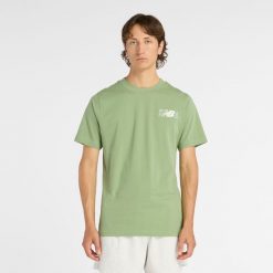 Koszulka męska New Balance MT6179UMAAR – zielona. Zielone koszulki sportowe męskie New Balance, m, z aplikacjami, z dresówki, bez ramiączek. Za 109.99 zł.