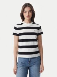 Tommy Jeans T-Shirt Flag DW0DW23801 Czarny Regular Fit. Czarne t-shirty damskie Tommy Jeans, l, bez wzorów, z bawełny, bez kołnierzyka, bez ramiączek. Za 149.99 zł.