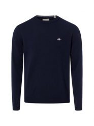 Gant sweter wełniany Mężczyźni Wełna niebieski, M. Niebieskie swetry męskie GANT, m, bez wzorów, z wełny, biznesowe, bez kołnierzyka, bez ramiączek. Za 699.95 zł.