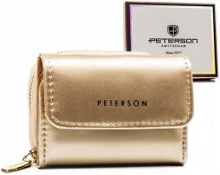 Portfel złoty Peterson PTN 011-LAK. Żółte portfele damskie Peterson, ze skóry ekologicznej. Za 54.00 zł.