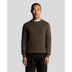 Sweter z wełny merino Lyle & Scott. Zielone swetry męskie LYLE AND SCOTT, m, bez wzorów, z bawełny, klasyczne, bez kołnierzyka, bez ramiączek. Za 338.80 zł.