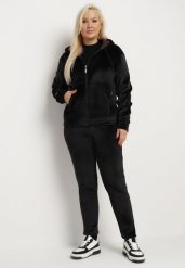 Czarny Welurowy Komplet Dresowy z Polarem Spodnie i Bluza Seviona. Czarne bluzy damskie Born2be, plus size, bez wzorów, z dresówki, wizytowe, bez ramiączek, bez kaptura. Za 99.99 zł.