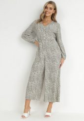 Biało-Zielony Kombinezon Pyrhele. Zielone sukienki damskie Born2be, na co dzień, l, bez wzorów, eleganckie, bez kołnierzyka, bez ramiączek, proste. Za 49.99 zł.