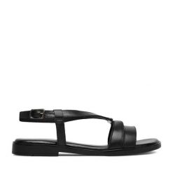 Sandały Lasocki. Czarne sandały damskie Lasocki, bez wzorów, bez obcasa, na płaskiej podeszwie, bez zapięcia. Za 149.99 zł.