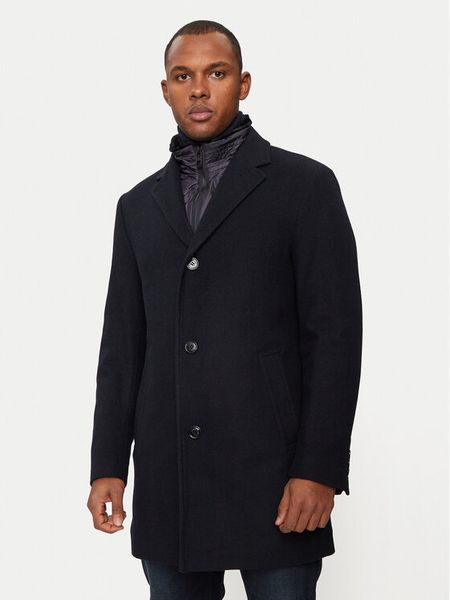 Hechter Paris Płaszcz wełniany 45014 142270 Granatowy Regular Fit. Niebieskie płaszcze męskie Hechter Paris, na zimę, m, bez wzorów, z syntetyku, bez kołnierzyka, bez kaptura. Za 939.99 zł.