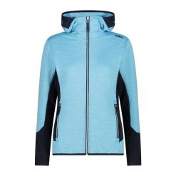 Kurtka polarowa damska z kapturem CMP. Niebieskie kurtki sportowe damskie CMP, s, bez wzorów, z polaru, bez ramiączek, z kapturem, trekkingowe. Za 269.99 zł.
