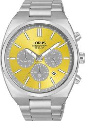 Zegarek Lorus chronograf męski RT367KX9 stalowy wodoszczelny . Szare zegarki męskie Lorus, bez wzorów, ze stali. Za 649.02 zł.