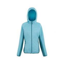 Damska kurtka hybrydowa Regatta Andreson. Niebieskie kurtki sportowe damskie Regatta, bez wzorów, z puchu, bez ramiączek, bez kaptura, trekkingowe. Za 199.99 zł.