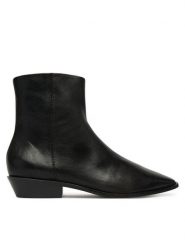 Balagan Botki Rona Czarny. Czarne botki damskie BALAGAN, bez wzorów, ze skóry, bez obcasa, na słupku, bez zapięcia. Za 659.99 zł.