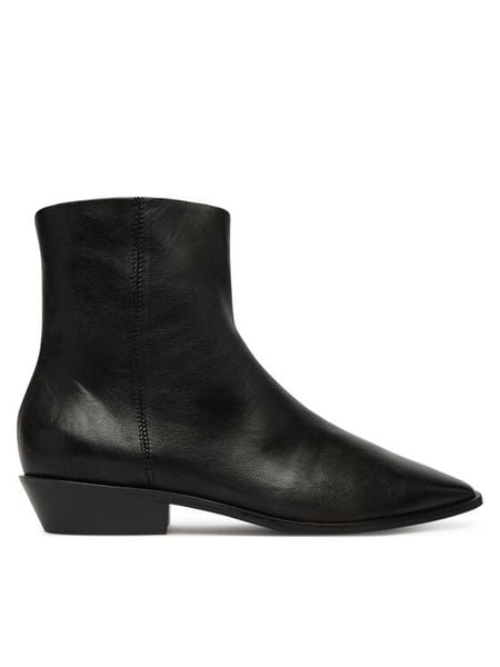 Balagan Botki Rona Czarny. Czarne botki damskie BALAGAN, bez wzorów, ze skóry, bez obcasa, na słupku, bez zapięcia. Za 659.99 zł.