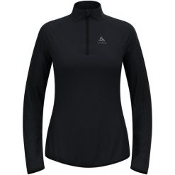 Bluza techniczna damska ODLO Zeroweight Warm Mid Layer 1/2 Zip. Czarne bluzy damskie ODLO, bez wzorów, sportowe, bez ramiączek, bez kaptura. Za 579.99 zł.