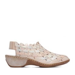 Sandały Rieker. Brązowe sandały damskie Rieker, bez wzorów, bez obcasa, na koturnie, bez zapięcia. Za 349.99 zł.