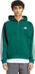 Adidas Bluza męska adidas Essentials 3-Stripes Fleece Full-Zip Hoodie zielona KZ1412 M. Zielone bluzy męskie Adidas, m, bez wzorów, bez ramiączek, bez kaptura. Za 301.31 zł.
