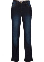 Dżinsy Straight, Mid Waist, ze stretchem. Niebieskie jeansy damskie bonprix, bez wzorów, z jeansu, klasyczne. Za 92.99 zł.