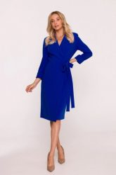 Elegancka sukienka ołówkowa kopertowa z wiązaniem chabrowa. Niebieskie sukienki damskie Stylove, do pracy, l, bez wzorów, z elastanu, biznesowe, bez kołnierzyka, bez ramiączek, midi, dopasowane. Za 449.00 zł.