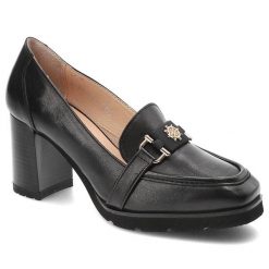 Czarne Półbuty Simen Skórzane Eleganckie Buty Na Obcasie. Czarne półbuty damskie Simen, z aplikacjami, ze skóry, eleganckie, bez obcasa, na obcasie, bez zapięcia. Za 439.00 zł.