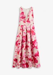 Sukienka maxi z połyskującej satyny. Białe sukienki damskie bonprix, bez wzorów, z satyny, bez kołnierzyka, bez ramiączek, maxi. Za 119.99 zł.