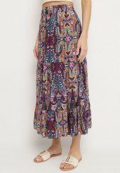 Fioletowa Wiskozowa Spódnica ze Wzorem Paisley Ellishea. Fioletowe spódnice damskie Born2be, na co dzień, l, z aplikacjami, z wiskozy, boho, midi. Za 39.99 zł.