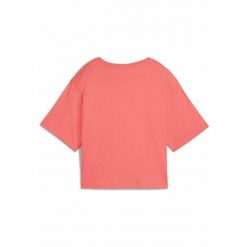 Damska luźna koszulka z logo NO.1 ESS Cropped PUMA Peach Frost Red. Czerwone bluzki damskie Puma, xl, bez wzorów, z jeansu, sportowe, bez kołnierzyka, bez ramiączek. W wyprzedaży za 64.00 zł.