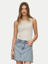 ONLY Top Val 15371705 Beżowy Regular Fit. Brązowe topy damskie ONLY, m, bez wzorów, z wiskozy, bez kołnierzyka, bez ramiączek. Za 64.99 zł.