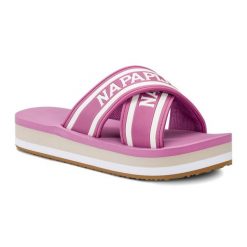 Klapki damskie Napapijri. Czerwone klapki damskie Napapijri, bez wzorów, bez obcasa, bez zapięcia. Za 179.99 zł.