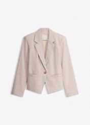 Żakiet w kratę Glencheck. Żółte marynarki i żakiety damskie bonprix, bez wzorów, eleganckie, bez kołnierzyka, bez ramiączek. Za 99.99 zł.