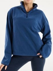 Bluza polarowa - niebieski. Niebieskie bluzy damskie Sinsay, l, bez wzorów, z polaru, bez ramiączek, bez kaptura. W wyprzedaży za 35.99 zł.