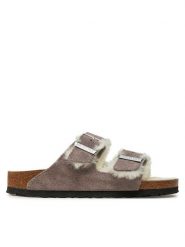 Birkenstock Klapki Arizona Shearling Leve 1028062 Fioletowy. Fioletowe klapki damskie Birkenstock, bez wzorów, ze skóry, bez obcasa, bez zapięcia. Za 679.99 zł.