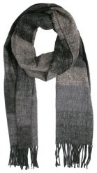 Szalik z Frędzlami, Szary, Wzór Geometryczny Miękki, Firmy V.Fraas -Cashmink. Szare szaliki męskie V. Fraas, bez wzorów, z materiału. Za 65.00 zł.