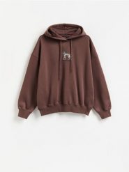 Bluza z haftem - brązowy. Brązowe bluzy damskie Reserved, l, bez wzorów, z bawełny, bez ramiączek, bez kaptura. Za 119.99 zł.