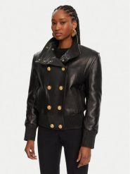 Balmain Kurtka skórzana DF0TH275LC62 Czarny Regular Fit. Czarne kurtki damskie Balmain, bez wzorów, ze skóry, bez kaptura. Za 14,999.00 zł.