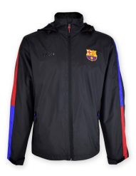 Two czarna kurtka w paski z Barçy. Czarne kurtki męskie FC BARCELONA, l, bez wzorów, z materiału, bez kaptura. Za 306.36 zł.