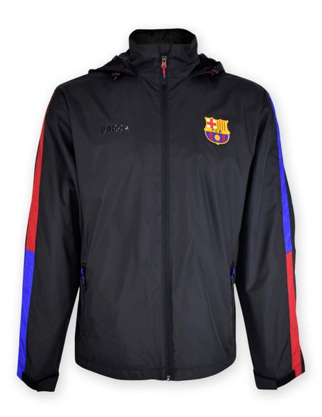 Two czarna kurtka z Barçy. Czarne kurtki męskie FC BARCELONA, s, bez wzorów, z materiału, bez kaptura. Za 309.11 zł.