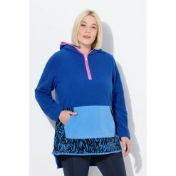 Damskie Bluza z kapturem polar szerokie kolorowe pasy kaptur długi rękaw. Niebieskie bluzy damskie Ulla Popken, plus size, bez wzorów, z elastanu, bez ramiączek, z kapturem. Za 279.99 zł.