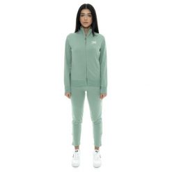 Bluza z bawełna z zamek błyskawiczny na co dzień. Zielone bluzy damskie LEONE 1947 APPAREL, bez wzorów, z bawełny, sportowe, bez ramiączek, bez kaptura. W wyprzedaży za 191.56 zł.