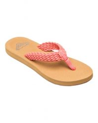 Klapki plażowe dla Kobiety PORTO Różowy. Czerwone klapki damskie Roxy, bez wzorów, z bawełny, bez obcasa, bez zapięcia. Za 139.99 zł.