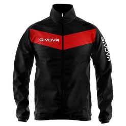 Kurtka piłkarska dla dorosłych Givova Rain Scudo czarno-czerwona. Czarne kurtki męskie Givova, s, bez wzorów, z syntetyku, eleganckie, bez kaptura. Za 64.99 zł.