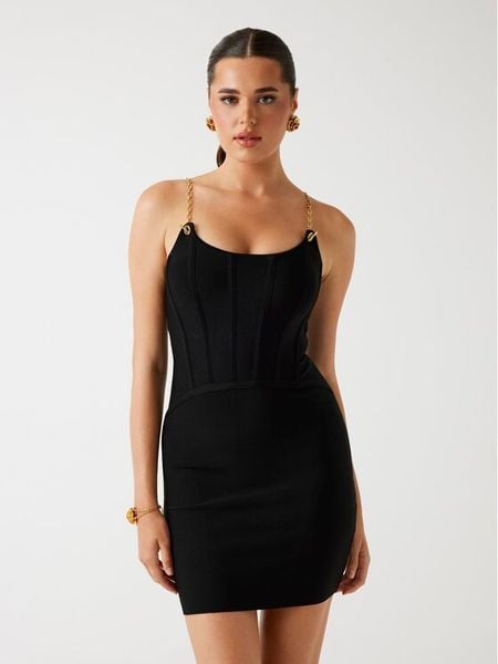 Marciano Guess Sukienka 5BGK09 5036Z Czarny Slim Fit. Czarne sukienki damskie Marciano Guess, z aplikacjami, z wiskozy, wizytowe, bez kołnierzyka, bez ramiączek. Za 1,089.00 zł.