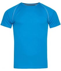 Koszulka T-shirt, Niebieska, Sportowa, ACTIVE-DRY Poliester, Raglanowe Rękawy. Niebieskie koszulki sportowe męskie Stedman, m, bez wzorów, z materiału, bez ramiączek, na fitness i siłownię. Za 55.00 zł.